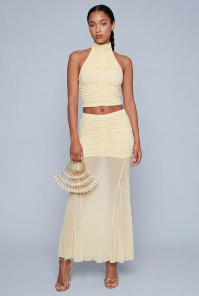 Danielle Ruched Double Layer Maxi Skirt