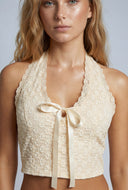 Cali Floral Lace Crop Halter Top