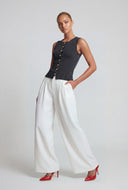 Pleated Crepe Wide-Leg Pants