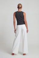Pleated Crepe Wide-Leg Pants