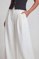 Pleated Crepe Wide-Leg Pants