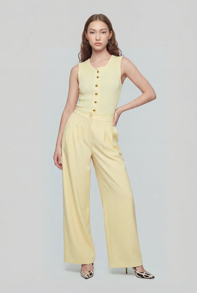 Pleated Crepe Wide-Leg Pants