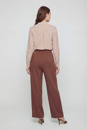 Striped Button-Front V-Neck Shirt
