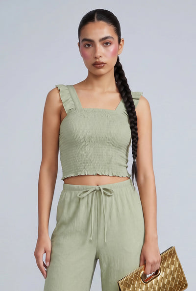 Joy Smocked Crop Top