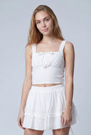 Seersucker Crop Peasant Top