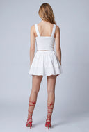 Seersucker Crop Peasant Top