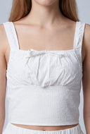 Seersucker Crop Peasant Top