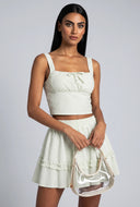Seersucker Crop Peasant Top