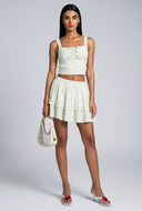 Seersucker Crop Peasant Top