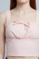Seersucker Crop Peasant Top