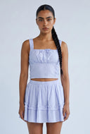 Seersucker Crop Peasant Top