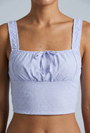 Seersucker Crop Peasant Top