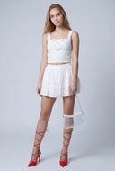 Seersucker Tiered Mini Skirt