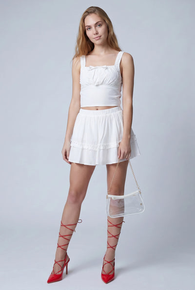 Seersucker Tiered Mini Skirt