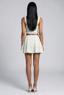 Seersucker Tiered Mini Skirt