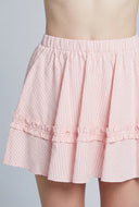 Seersucker Tiered Mini Skirt