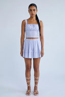 Seersucker Tiered Mini Skirt