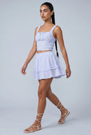Seersucker Tiered Mini Skirt