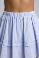 Seersucker Tiered Mini Skirt
