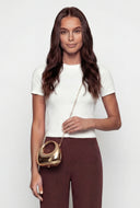 Textured High Neck Crop Blouse