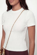 Textured High Neck Crop Blouse