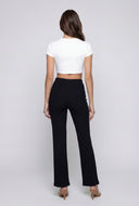 Textured High-Waist Pull On Pants