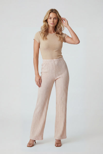 Textured High-Waist Pull On Pants