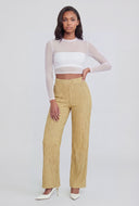 Textured High-Waist Pull On Pants
