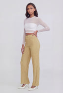 Textured High-Waist Pull On Pants