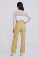 Textured High-Waist Pull On Pants