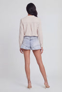 Striped Mandarin Collar Button-Front Shirt