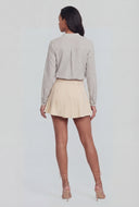 Striped Mandarin Collar Button-Front Shirt