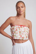Tiered Ruffled Patterned Tube Top