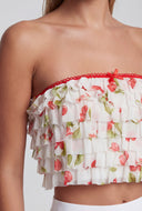Tiered Ruffled Patterned Tube Top