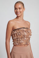 Tiered Ruffled Patterned Tube Top