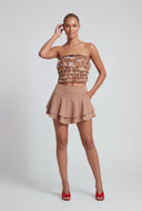 Tiered Ruffled Patterned Tube Top