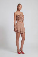 Tiered Ruffled Patterned Tube Top