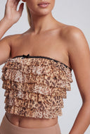Tiered Ruffled Patterned Tube Top
