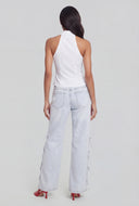 Sleeveless Button-Front Racerback Shirt