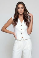 Padded Shoulder V-Neck Blazer Vest
