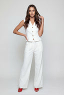 Padded Shoulder V-Neck Blazer Vest