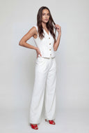 Padded Shoulder V-Neck Blazer Vest