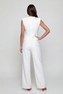 Padded Shoulder V-Neck Blazer Vest