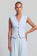 Padded Shoulder V-Neck Blazer Vest