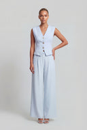 Padded Shoulder V-Neck Blazer Vest