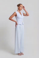 Padded Shoulder V-Neck Blazer Vest