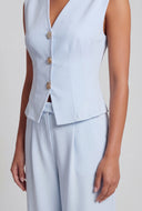 Padded Shoulder V-Neck Blazer Vest