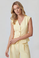 Padded Shoulder V-Neck Blazer Vest