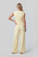 Padded Shoulder V-Neck Blazer Vest