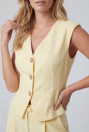 Padded Shoulder V-Neck Blazer Vest